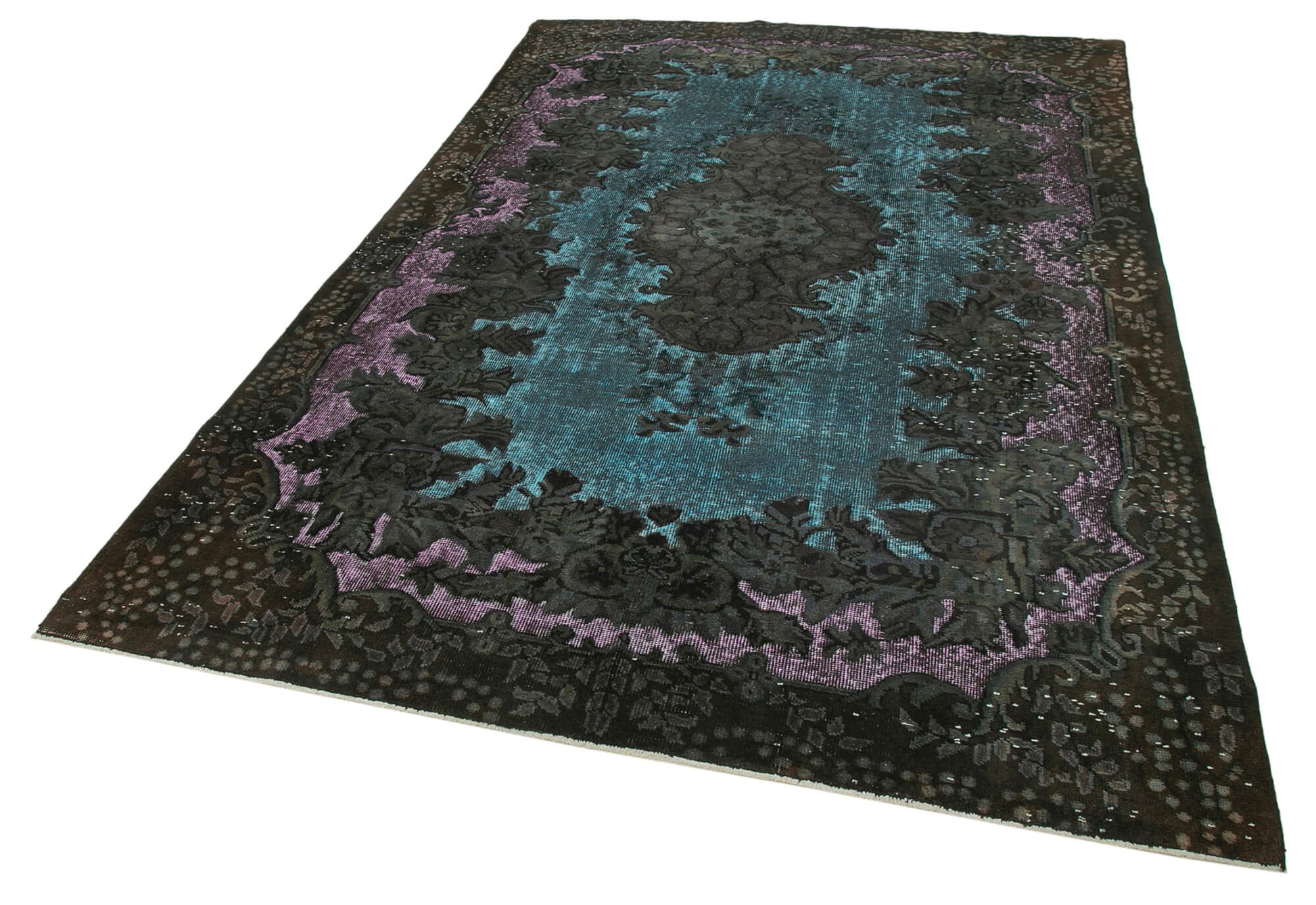 Oyma Vintage Kahverengi Eskitme Pamuk Yün El Dokuma Halısı 187x288 Agacan