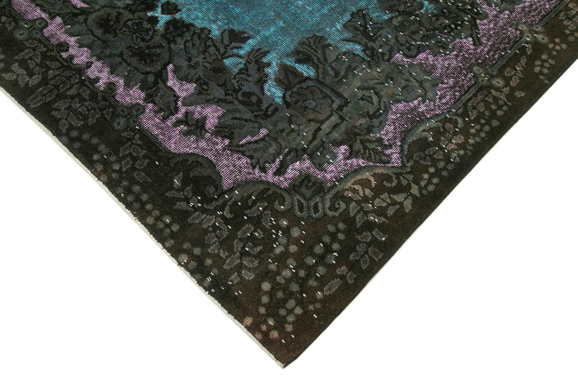 Oyma Vintage Kahverengi Eskitme Pamuk Yün El Dokuma Halısı 187x288 Agacan