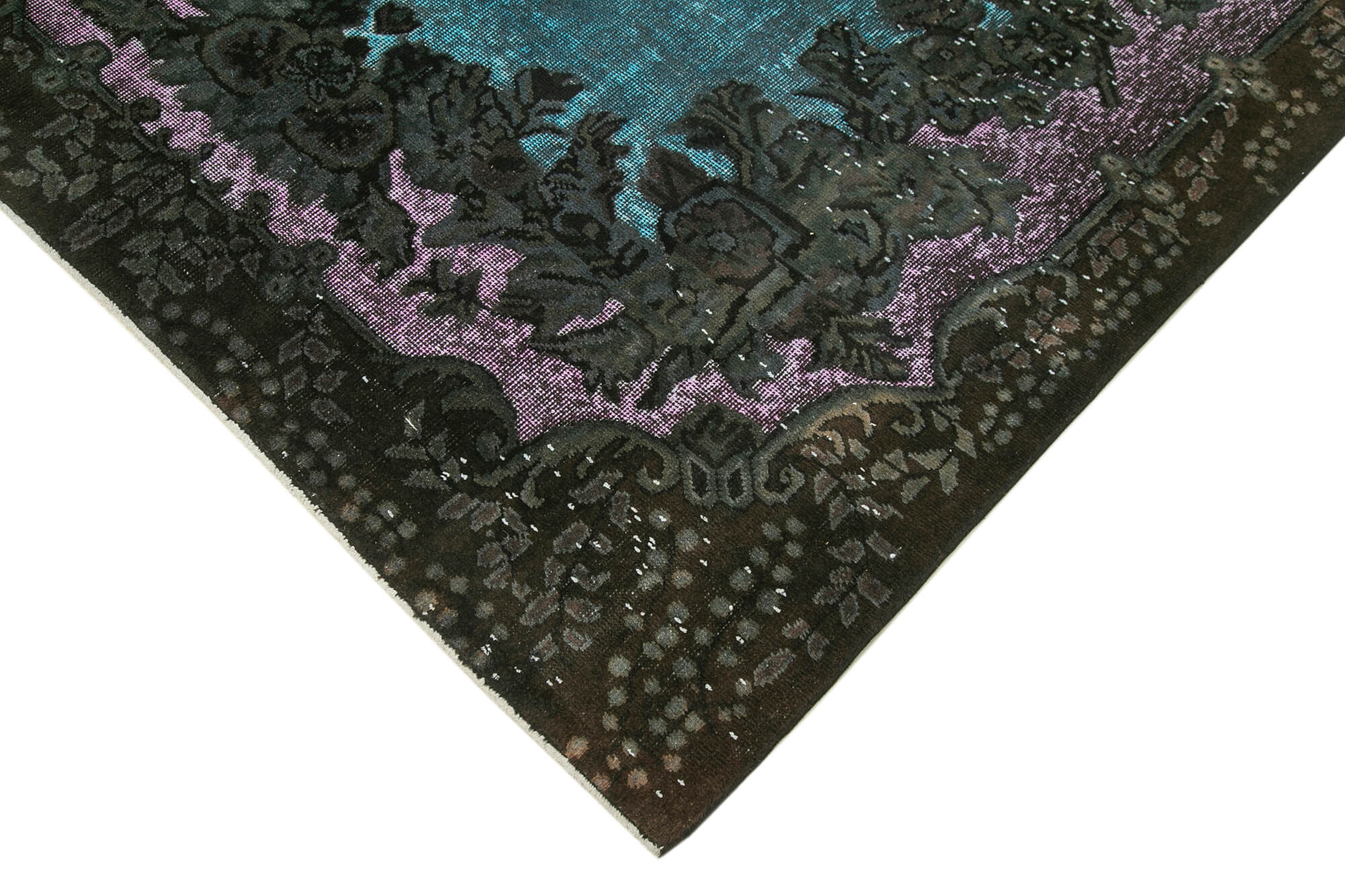 Oyma Vintage Kahverengi Eskitme Pamuk Yün El Dokuma Halısı 187x288 Agacan