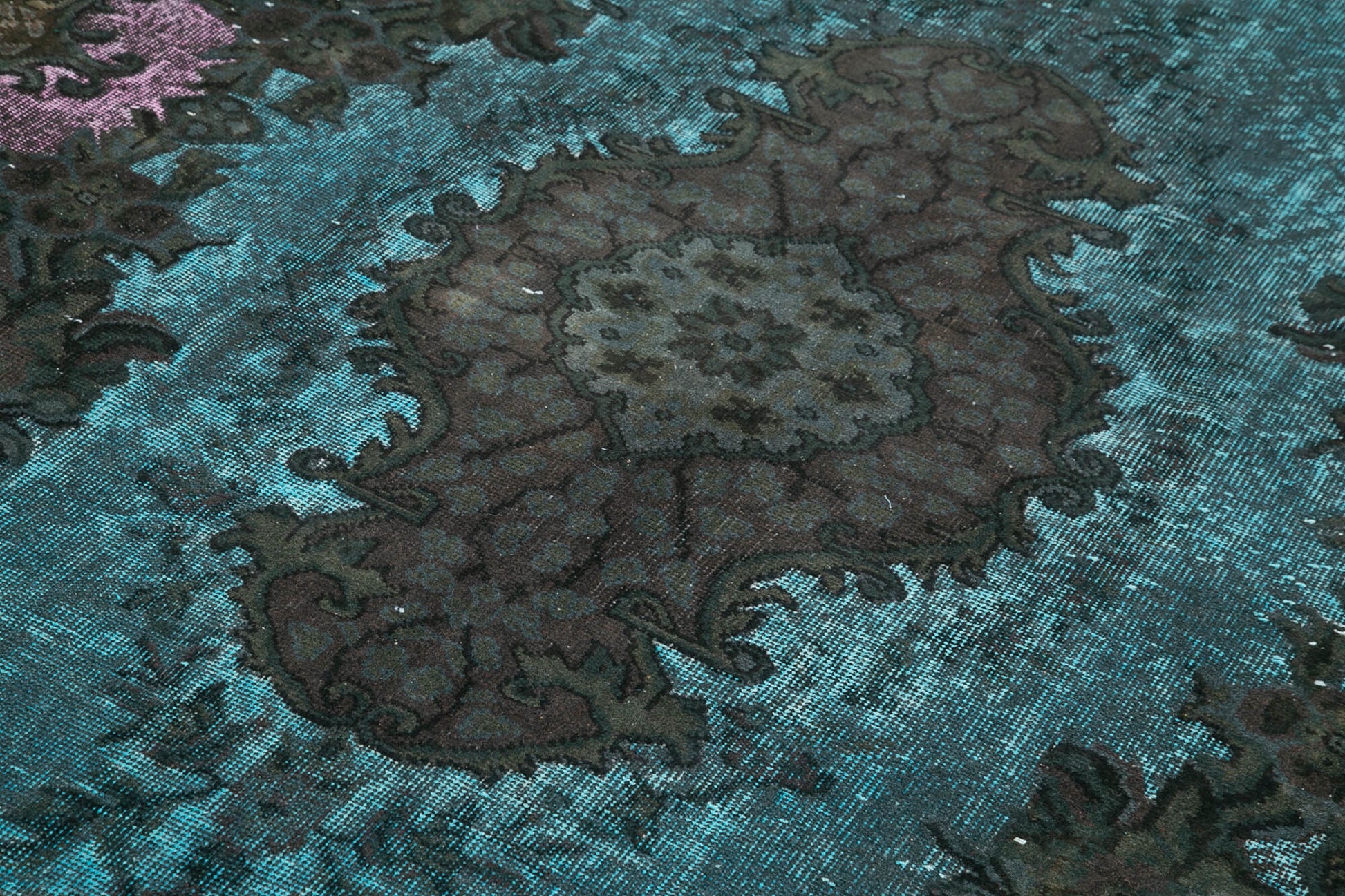 Oyma Vintage Kahverengi Eskitme Pamuk Yün El Dokuma Halısı 187x288 Agacan