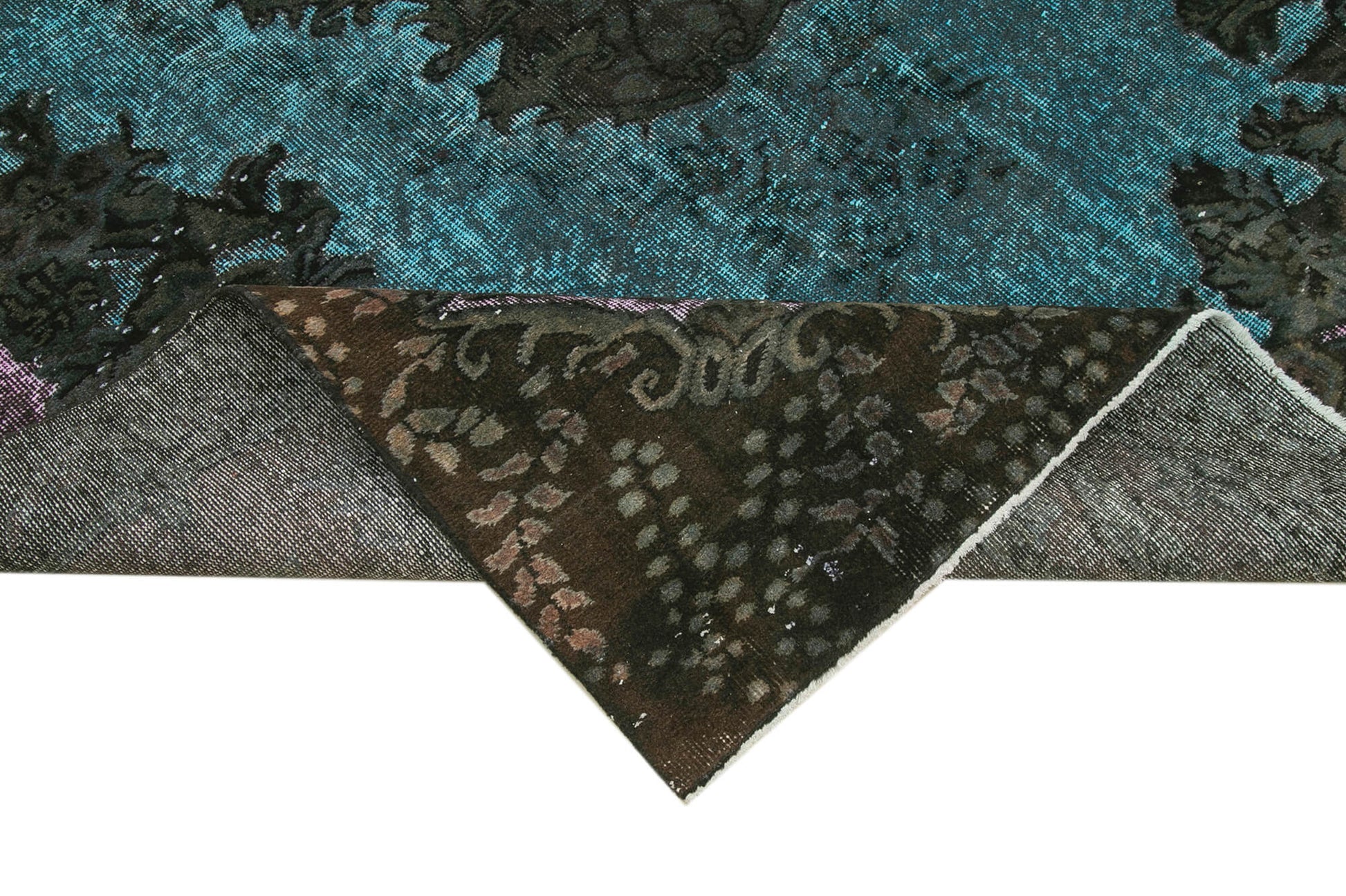 Oyma Vintage Kahverengi Eskitme Pamuk Yün El Dokuma Halısı 187x288 Agacan