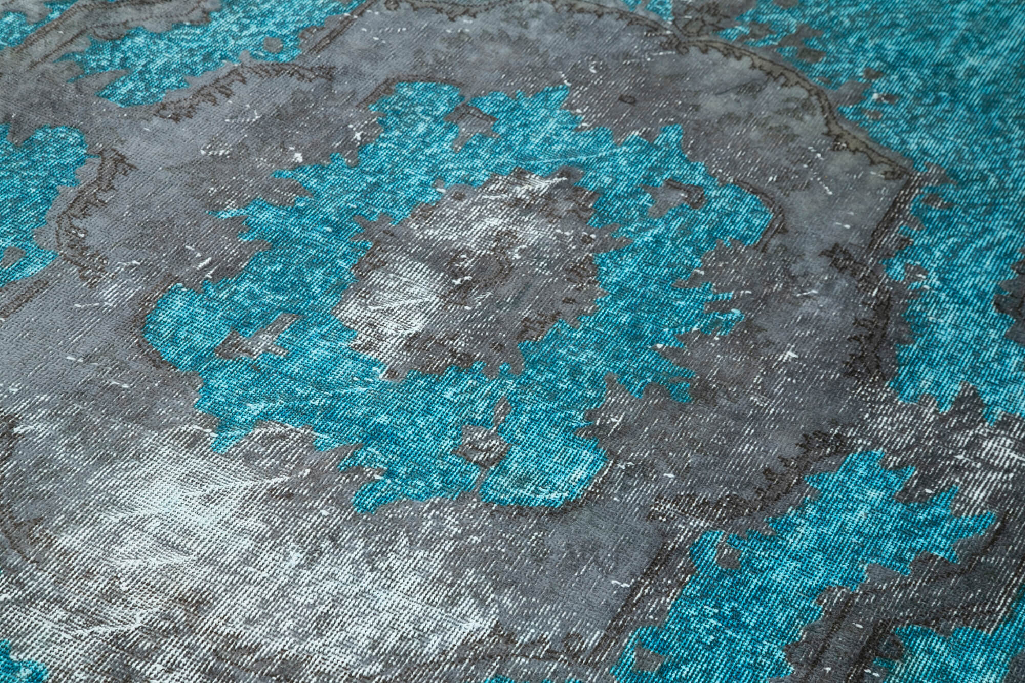 Oyma Vintage Gri Eskitme Pamuk Yün El Dokuma Halısı 156x285 Agacan