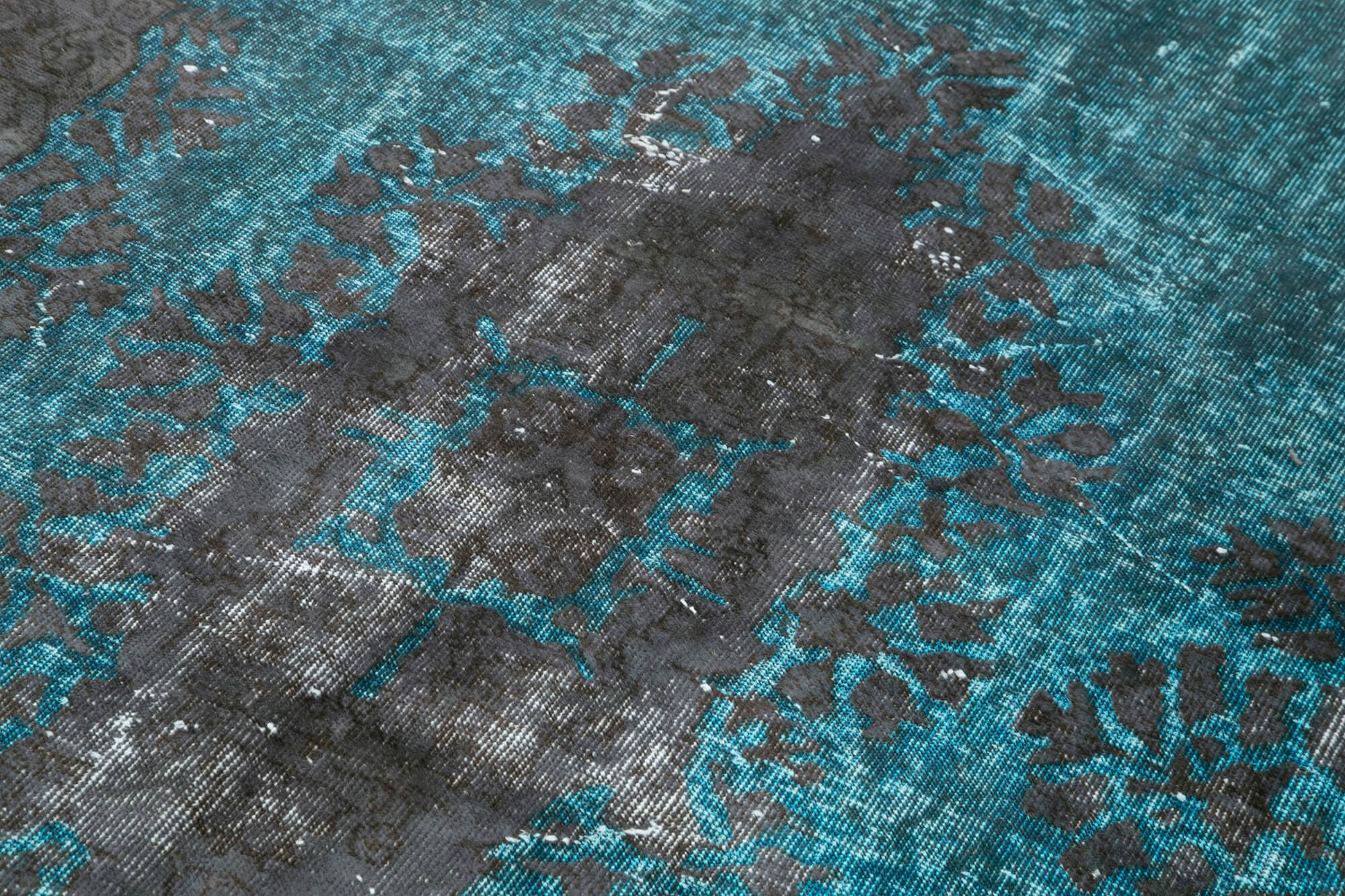 Oyma Vintage Gri Eskitme Pamuk Yün El Dokuma Halısı 156x265 Agacan