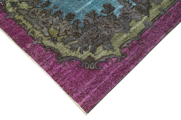 Oyma Vintage Mor Eskitme Pamuk Yün El Dokuma Halısı 164x275 Agacan