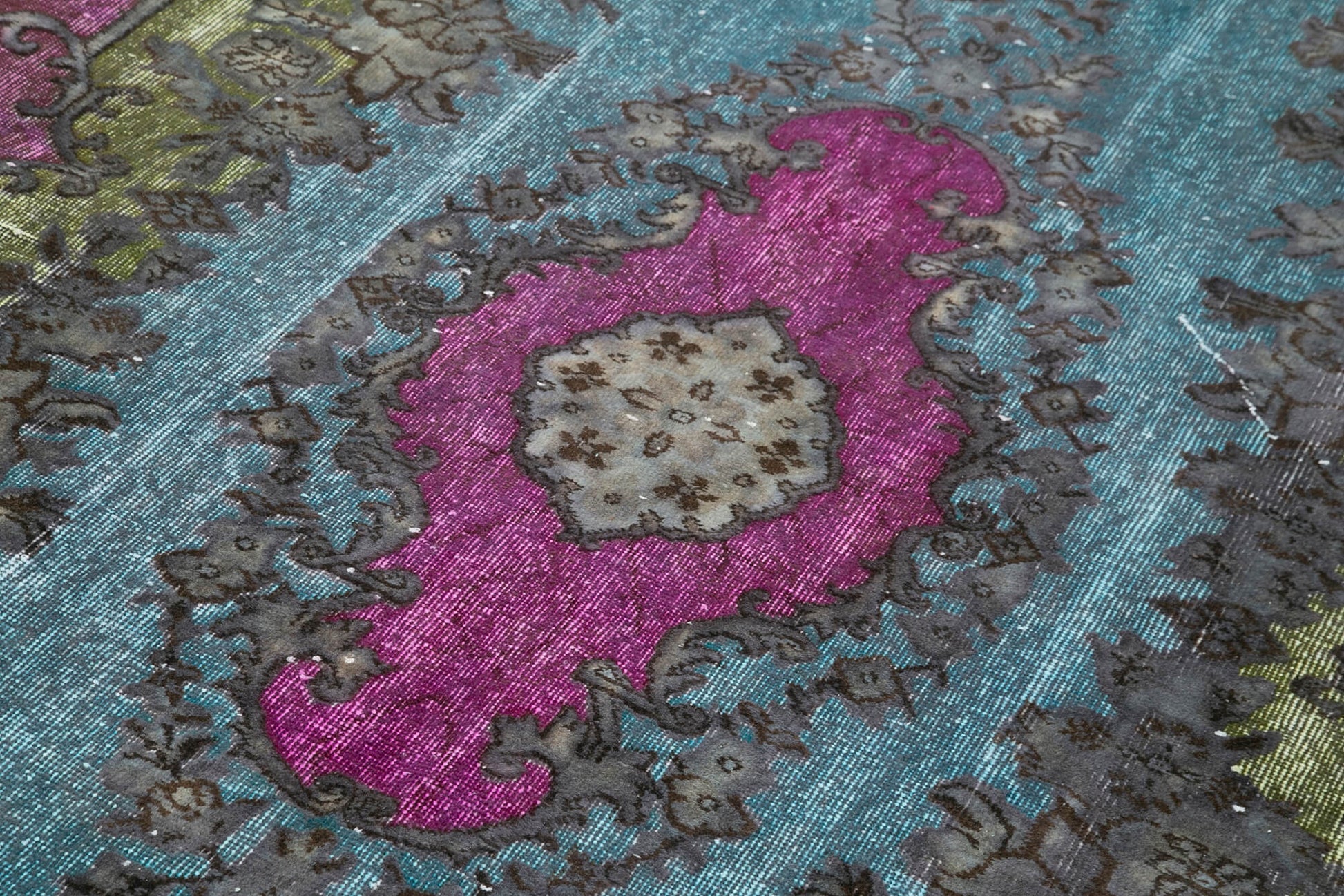 Oyma Vintage Mor Eskitme Pamuk Yün El Dokuma Halısı 164x275 Agacan