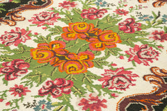 Moldovian Floral Siyah Çiçekli Pamuk Yün Keçi Tüyü El Dokuma Halısı 208x270 Agacan