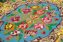 Moldovian Floral Siyah Çiçekli Pamuk Yün Keçi Tüyü El Dokuma Halısı 230x316 Agacan