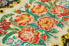 Moldovian Floral Siyah Çiçekli Pamuk Yün Keçi Tüyü El Dokuma Halısı 181x211 Agacan