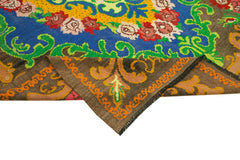 Moldovian Floral Kahverengi Çiçekli Pamuk Yün Keçi Tüyü El Dokuma Halısı 210x313 Agacan