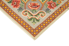 Moldovian Floral Bej Çiçekli Pamuk Yün Keçi Tüyü El Dokuma Halısı 158x228 Agacan