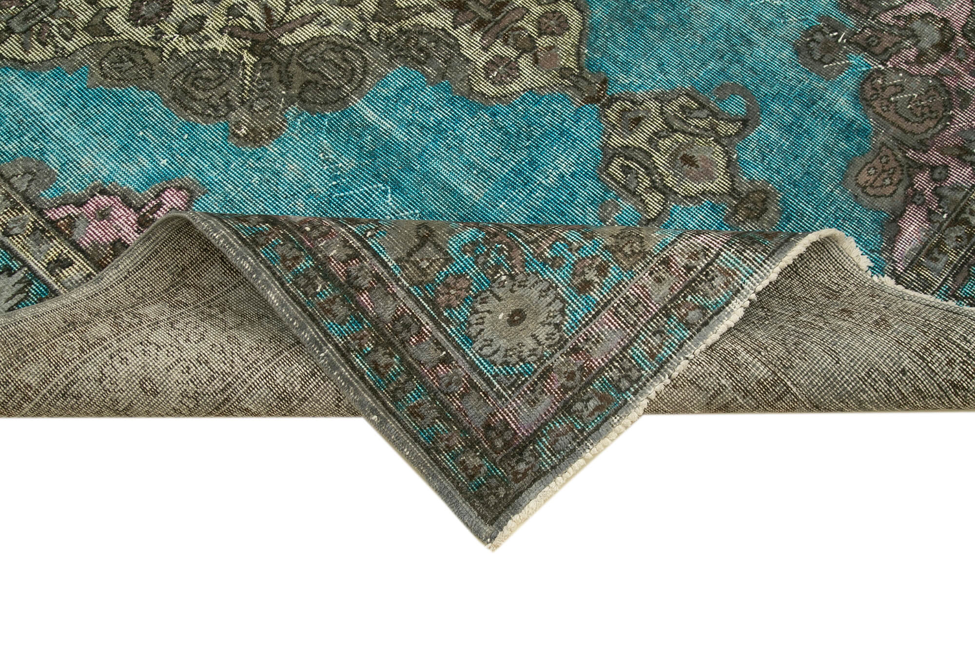 Oyma Vintage Gri Eskitme Pamuk Yün El Dokuma Halısı 180x271 Agacan