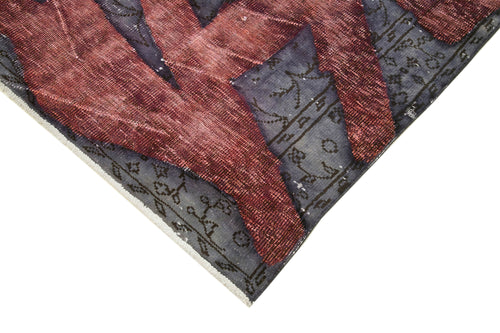 Oyma Vintage Mor Eskitme Pamuk Yün El Dokuma Halısı 157x264 Agacan