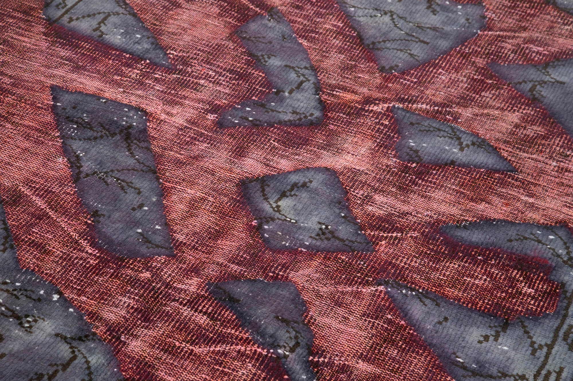 Oyma Vintage Mor Eskitme Pamuk Yün El Dokuma Halısı 157x264 Agacan