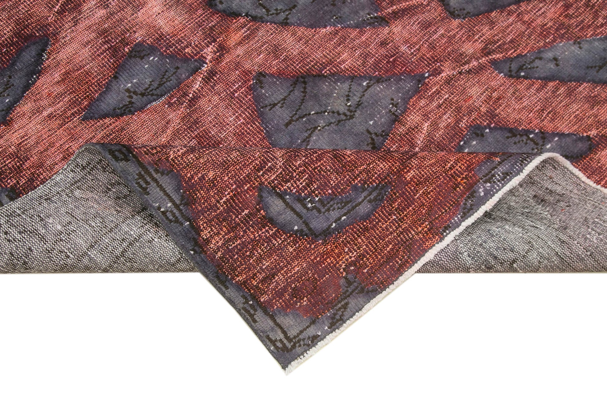 Oyma Vintage Mor Eskitme Pamuk Yün El Dokuma Halısı 157x264 Agacan