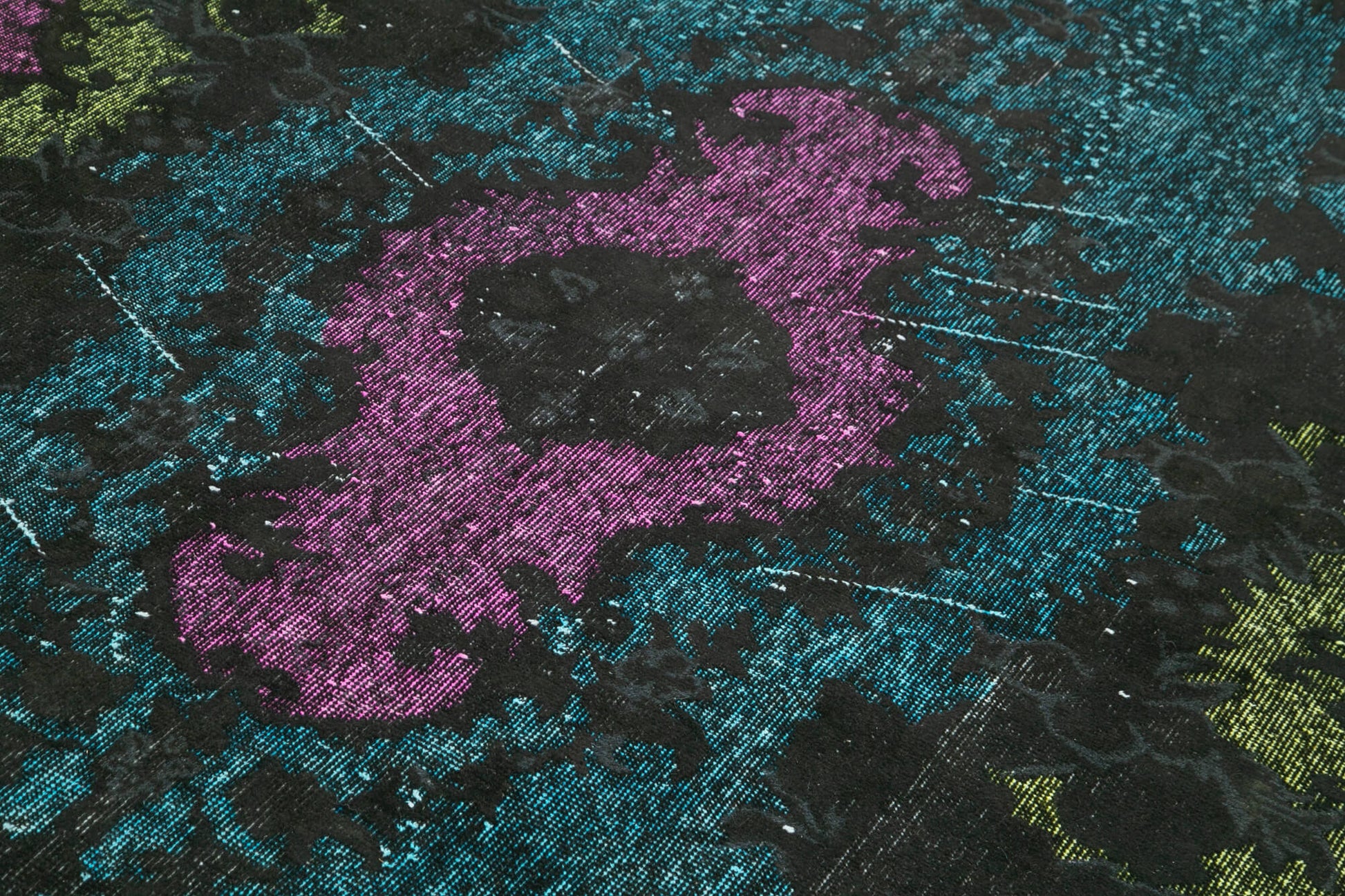 Oyma Vintage Mor Eskitme Pamuk Yün El Dokuma Halısı 188x295 Agacan