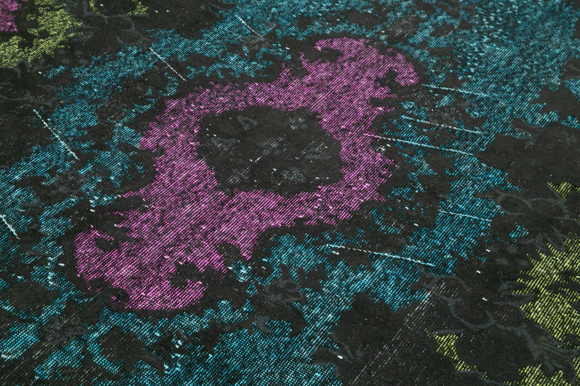 Oyma Vintage Mor Eskitme Pamuk Yün El Dokuma Halısı 188x295 Agacan