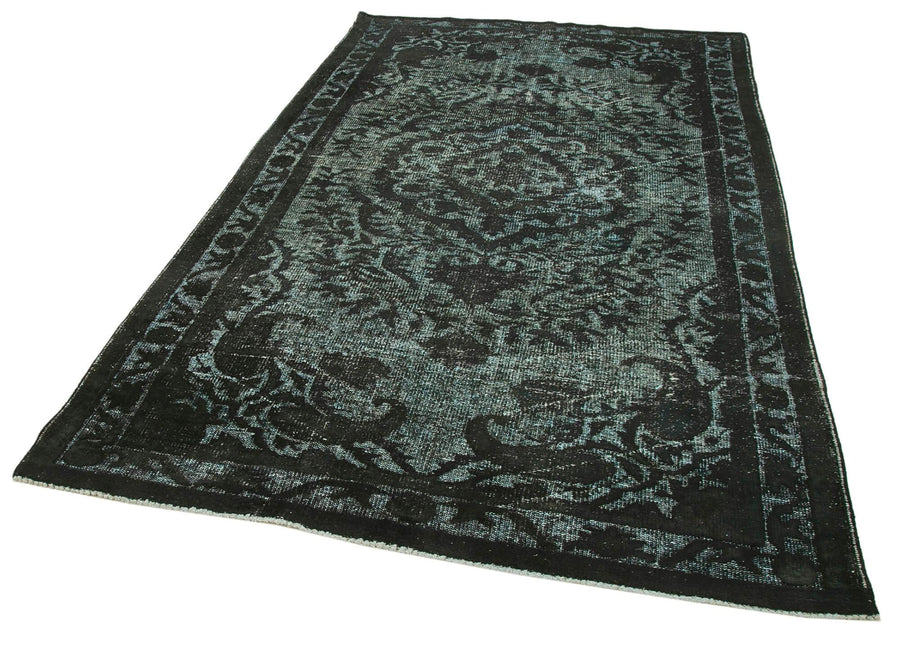 Oyma Vintage Siyah Eskitme Pamuk Yün El Dokuma Halısı 176x286 Agacan