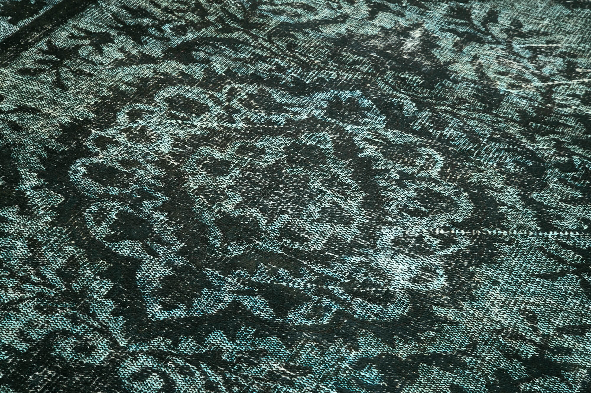 Oyma Vintage Siyah Eskitme Pamuk Yün El Dokuma Halısı 176x286 Agacan