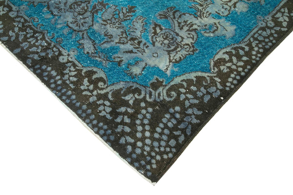Oyma Vintage Mavi Eskitme Pamuk Yün El Dokuma Halısı 177x321 Agacan