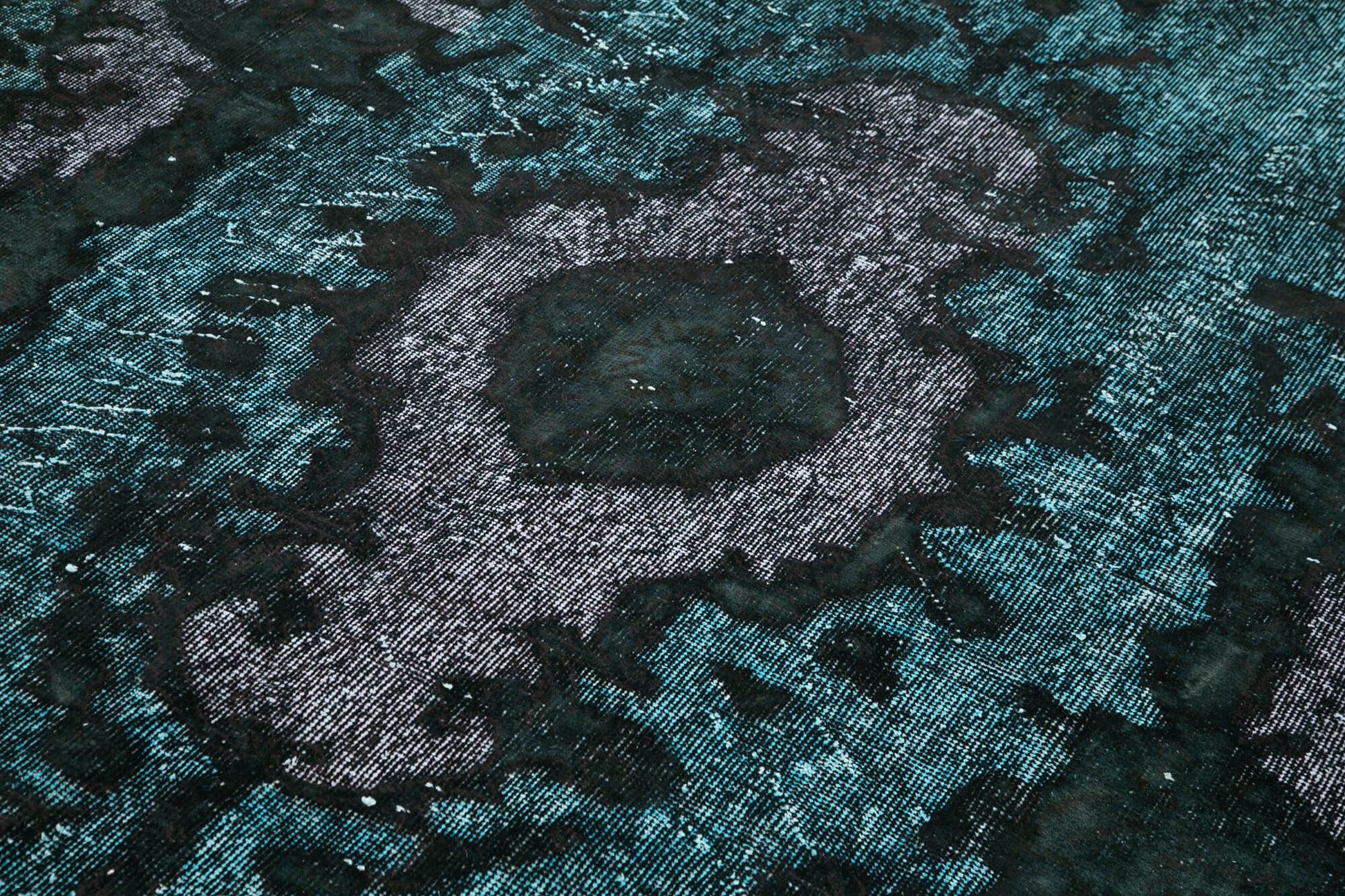 Oyma Vintage Siyah Eskitme Pamuk Yün El Dokuma Halısı 175x292 Agacan