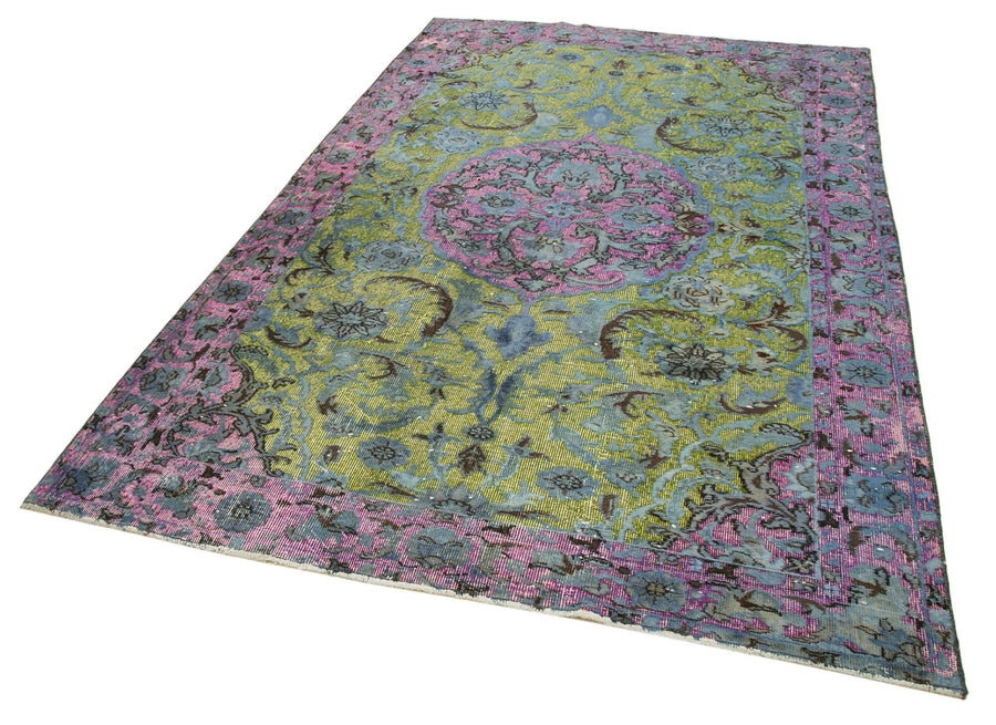 Oyma Vintage Pembe Eskitme Pamuk Yün El Dokuma Halısı 170x264 Agacan