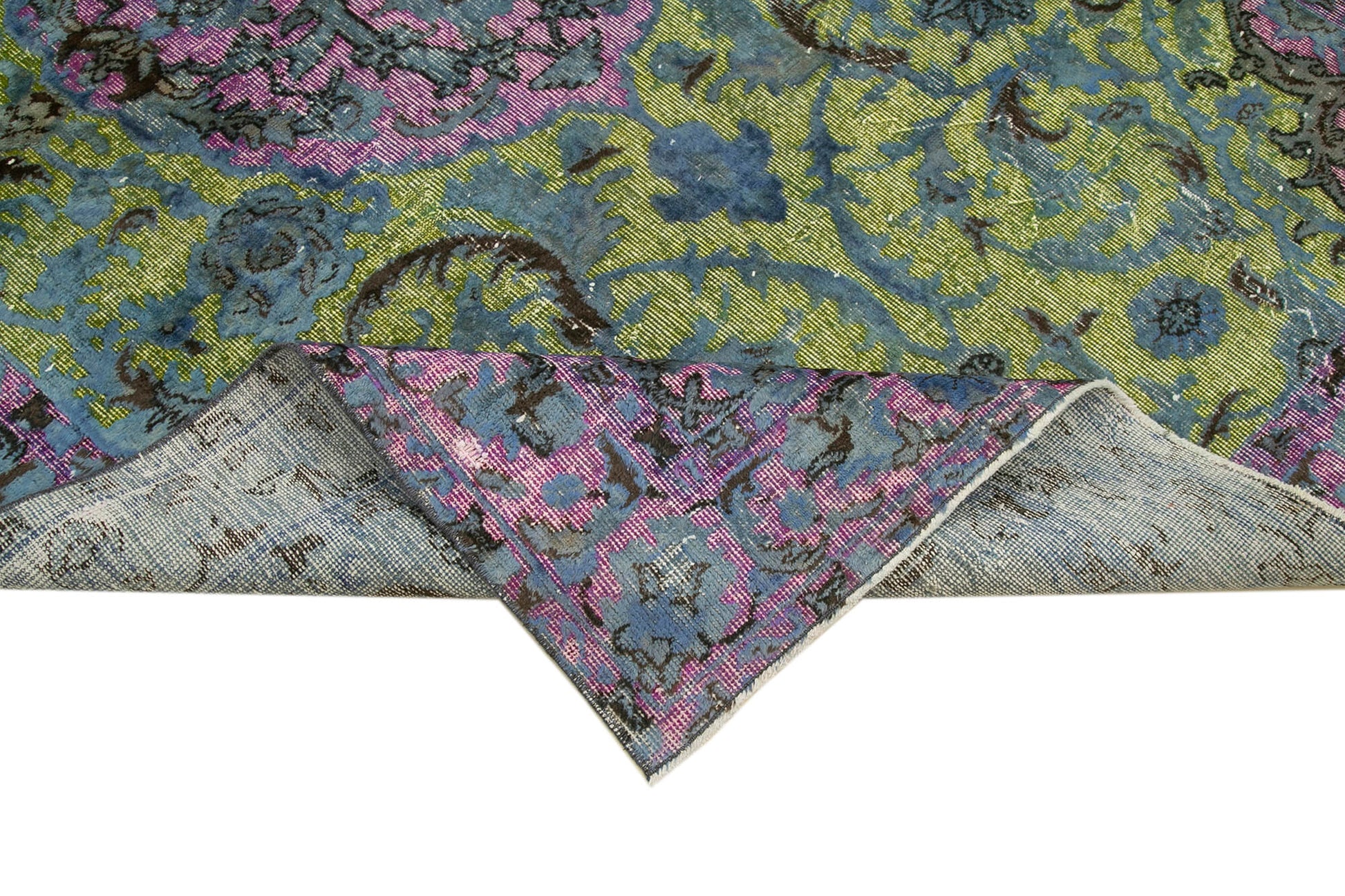 Oyma Vintage Pembe Eskitme Pamuk Yün El Dokuma Halısı 170x264 Agacan