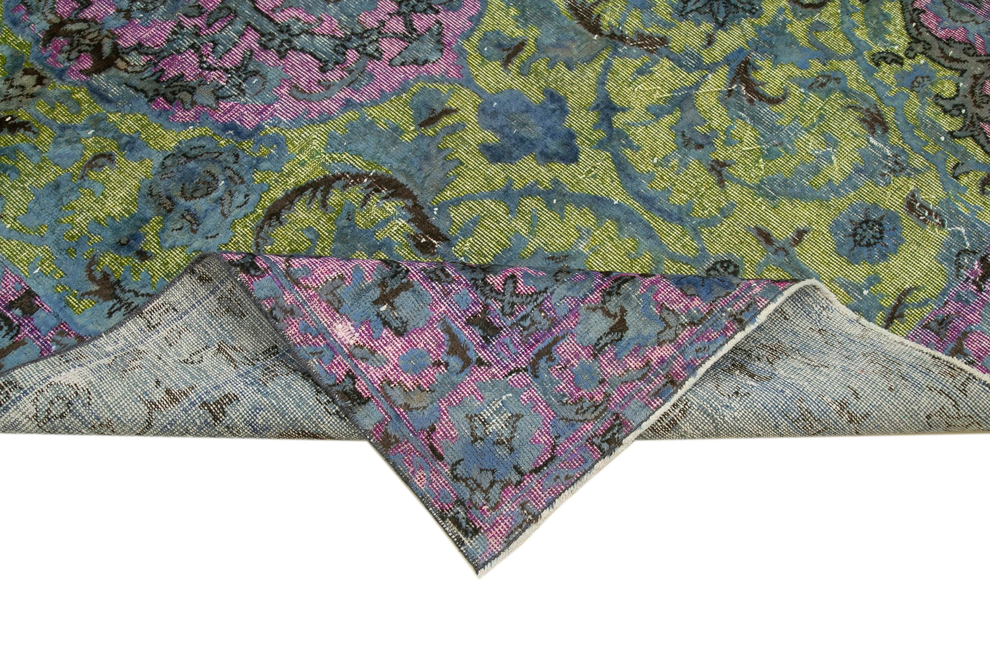 Oyma Vintage Pembe Eskitme Pamuk Yün El Dokuma Halısı 170x264 Agacan