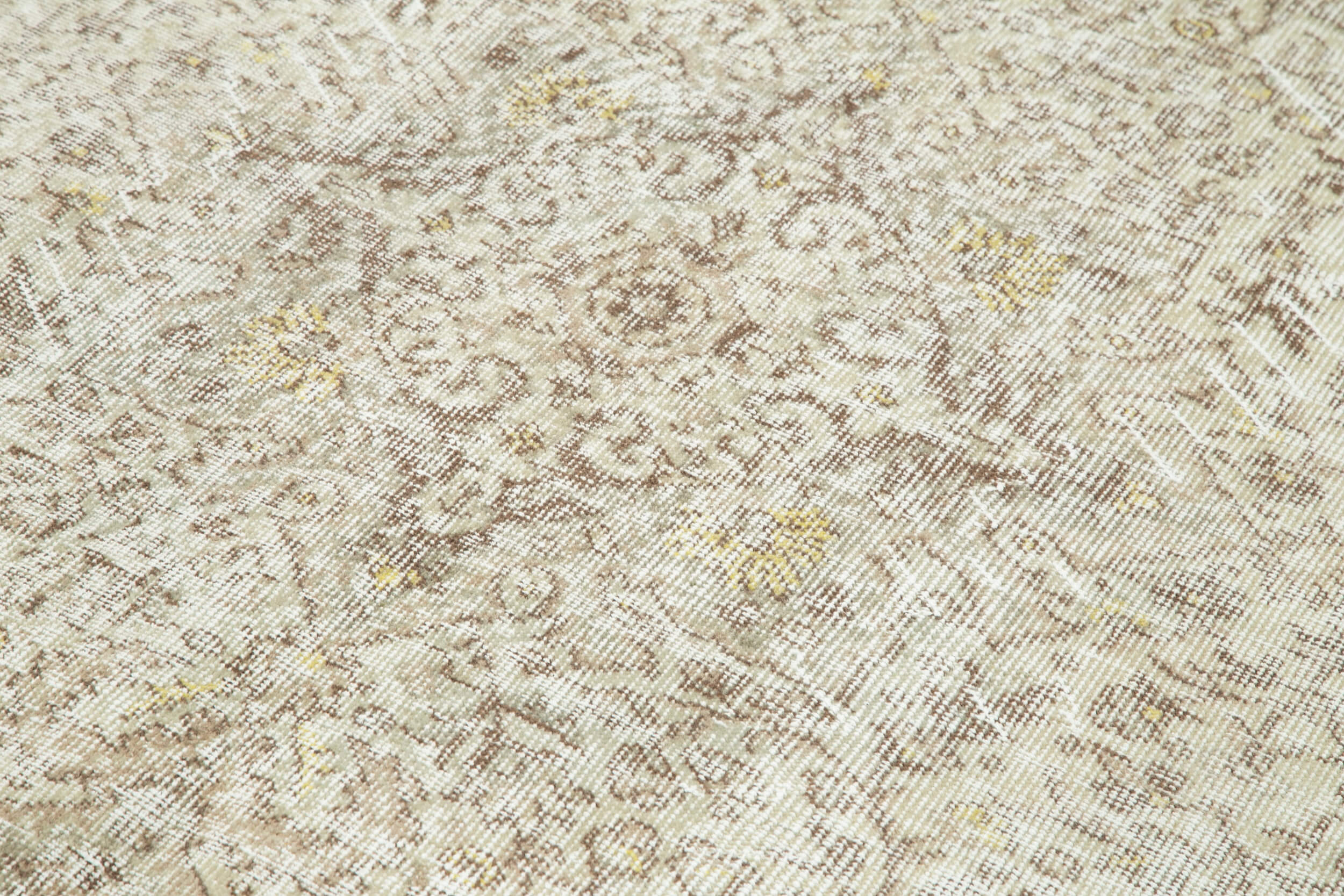 Vintage Bej Eskitme Pamuk Yün El Dokuma Halısı 166x269 Agacan