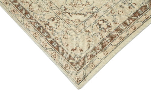 Vintage Bej Eskitme Pamuk Yün El Dokuma Halısı 156x268 Agacan