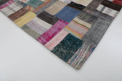 Kırk Yama Gri Patchwork Pamuk Yün El Dokuma Halısı 170x241 Agacan