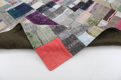 Kırk Yama Gri Patchwork Pamuk Yün El Dokuma Halısı 170x241 Agacan