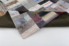 Kırk Yama Gri Patchwork Pamuk Yün El Dokuma Halısı 170x241 Agacan
