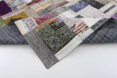 Kırk Yama Gri Patchwork Pamuk Yün El Dokuma Halısı 170x241 Agacan