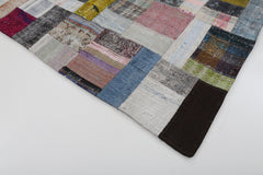 Kırk Yama Gri Patchwork Pamuk Yün El Dokuma Halısı 173x238 Agacan