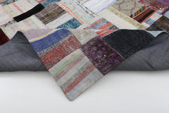 Kırk Yama Gri Patchwork Pamuk Yün El Dokuma Halısı 173x238 Agacan