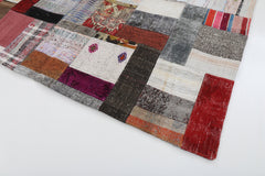 Kırk Yama Gri Patchwork Pamuk Yün El Dokuma Halısı 171x240 Agacan