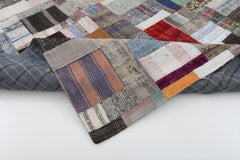 Kırk Yama Gri Patchwork Pamuk Yün El Dokuma Halısı 171x240 Agacan