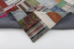 Kırk Yama Gri Patchwork Pamuk Yün El Dokuma Halısı 169x240 Agacan