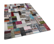 Kırk Yama Gri Patchwork Pamuk Yün El Dokuma Halısı 170x239 Agacan