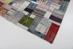 Kırk Yama Gri Patchwork Pamuk Yün El Dokuma Halısı 170x240 Agacan
