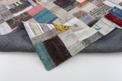 Kırk Yama Gri Patchwork Pamuk Yün El Dokuma Halısı 170x240 Agacan