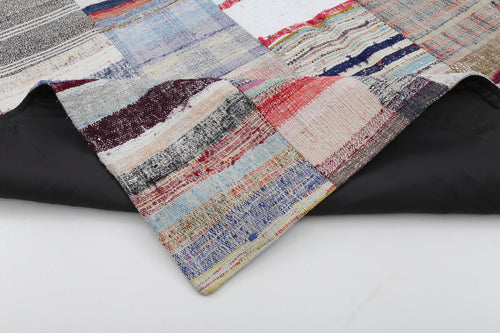 Kırk Yama Gri Patchwork Pamuk Yün El Dokuma Halısı 200x298 Agacan