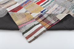 Kırk Yama Bej Patchwork Pamuk Yün El Dokuma Halısı 200x302 Agacan