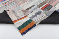 Kırk Yama Bej Patchwork Pamuk Yün El Dokuma Halısı 200x303 Agacan