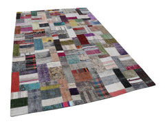 Kırk Yama Gri Patchwork Pamuk Yün El Dokuma Halısı 200x300 Agacan