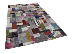 Kırk Yama Gri Patchwork Pamuk Yün El Dokuma Halısı 200x302 Agacan