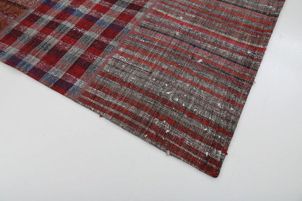 Kırk Yama Gri Patchwork Pamuk Yün El Dokuma Halısı 203x291 Agacan