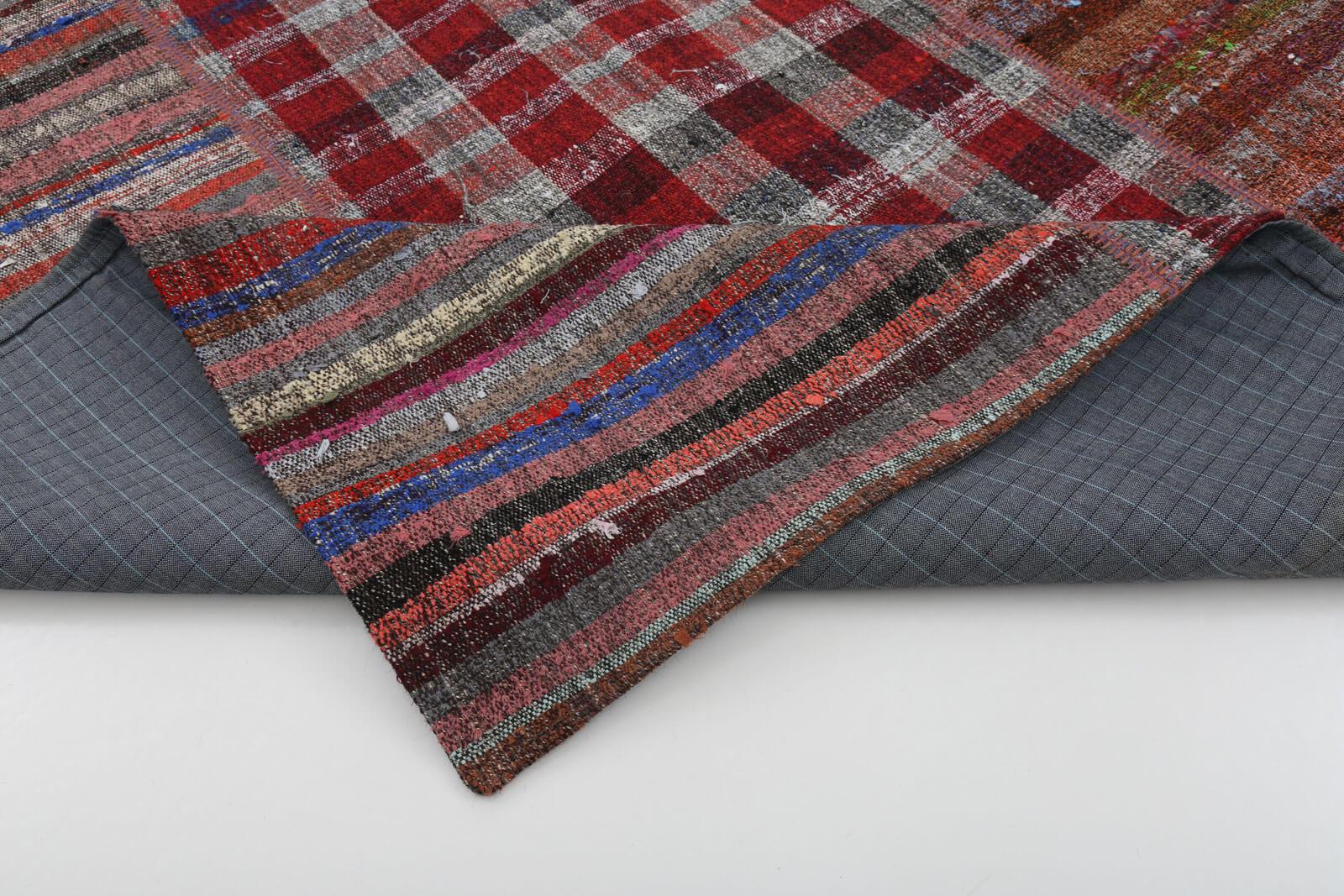 Kırk Yama Gri Patchwork Pamuk Yün El Dokuma Halısı 203x291 Agacan