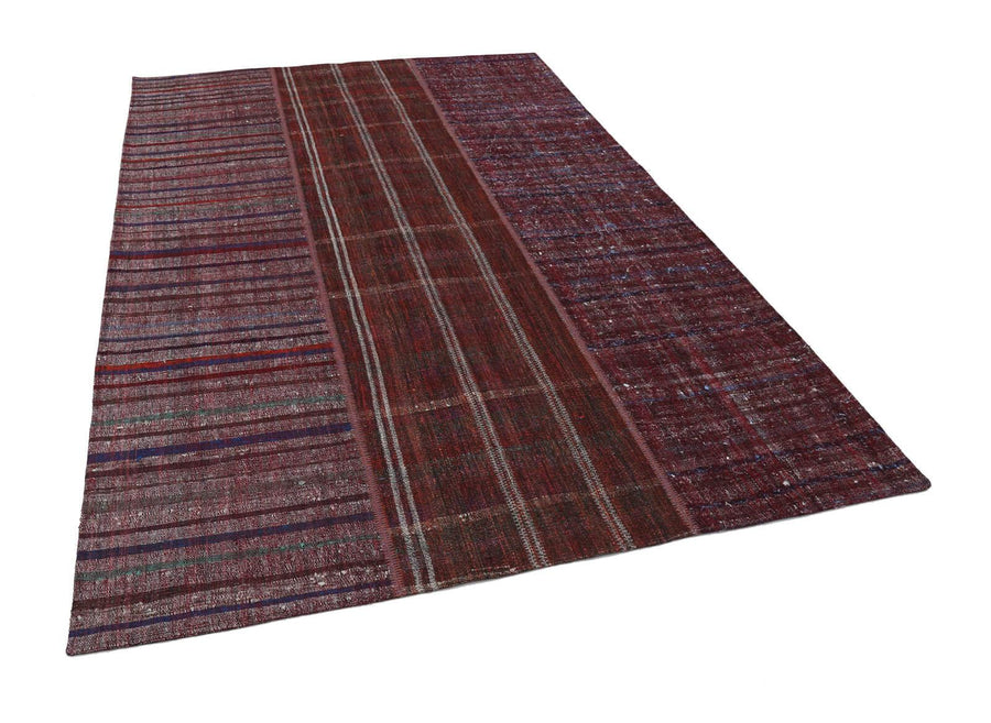 Kırk Yama Gri Patchwork Pamuk Yün El Dokuma Halısı 205x300 Agacan