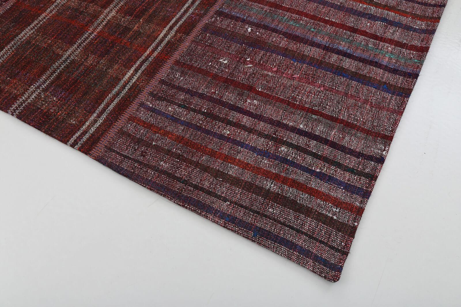 Kırk Yama Gri Patchwork Pamuk Yün El Dokuma Halısı 205x300 Agacan